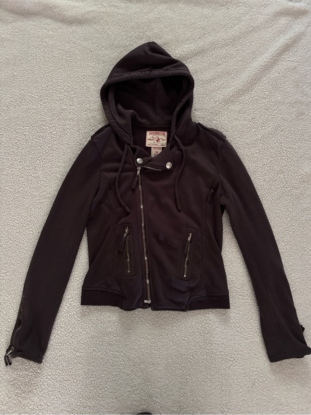 True Religion Dark Gray Moto Hoodie
